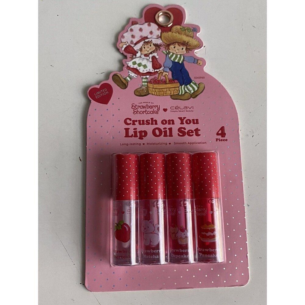 4 Pk Celavi Strawberry Shortcake Scented Tinted Lip Oils Crush On You Valentines